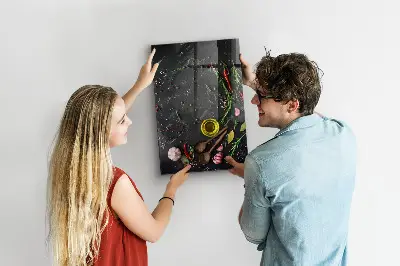Magnetic glass dry erase board with spice composition print