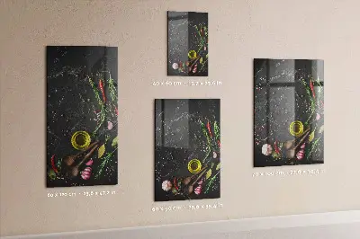Magnetic glass dry erase board with spice composition print