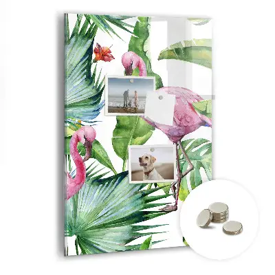 Flamingo bird nature magnetic glass dry erase board