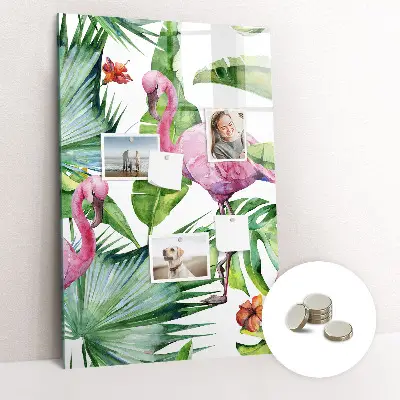 Flamingo bird nature magnetic glass dry erase board