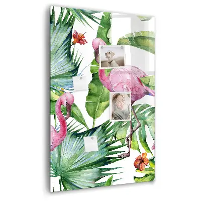 Flamingo bird nature magnetic glass dry erase board