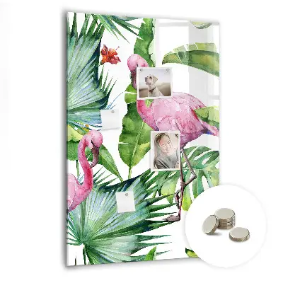 Flamingo bird nature magnetic glass dry erase board