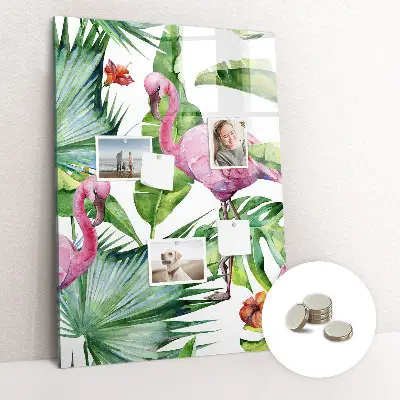 Flamingo bird nature magnetic glass dry erase board