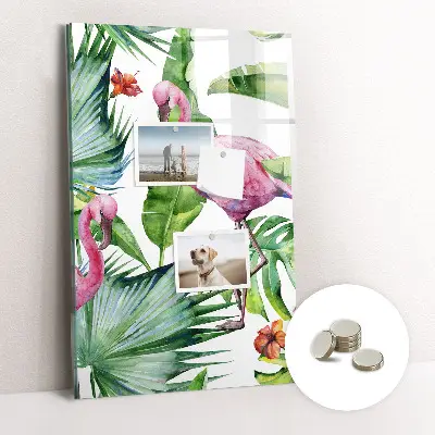 Flamingo bird nature magnetic glass dry erase board