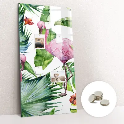Flamingo bird nature magnetic glass dry erase board
