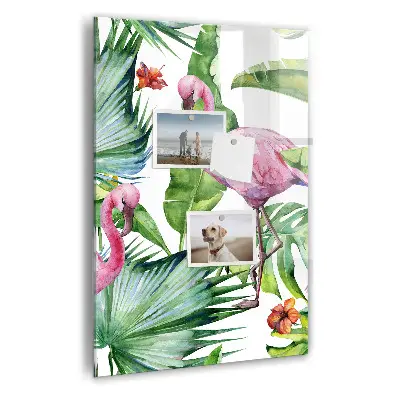 Flamingo bird nature magnetic glass dry erase board