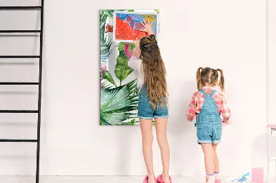 Flamingo bird nature magnetic glass dry erase board
