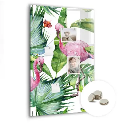 Flamingo bird nature magnetic glass dry erase board
