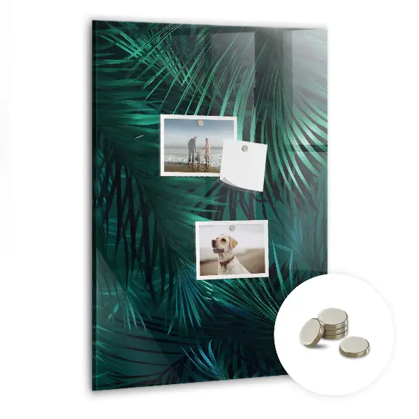 Magnetic Glass Dry Erase Board with Tropical Leaves Design