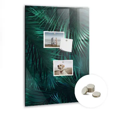 Magnetic Glass Dry Erase Board with Tropical Leaves Design