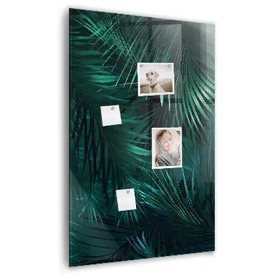 Magnetic Glass Dry Erase Board with Tropical Leaves Design