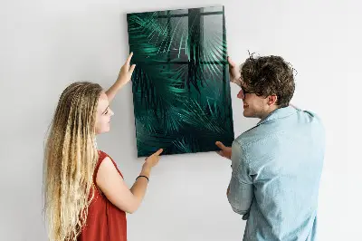 Magnetic Glass Dry Erase Board with Tropical Leaves Design