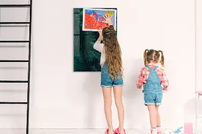 Magnetic Glass Dry Erase Board with Tropical Leaves Design