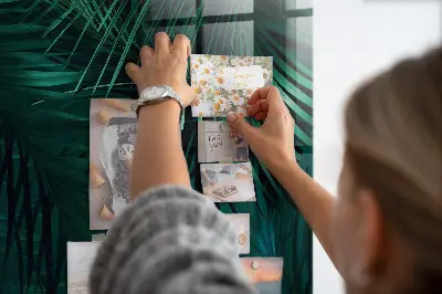 Magnetic Glass Dry Erase Board with Tropical Leaves Design