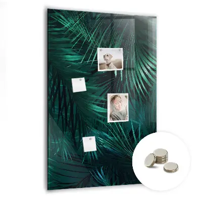 Magnetic Glass Dry Erase Board with Tropical Leaves Design