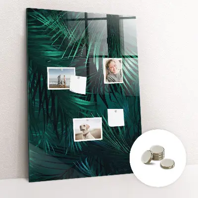 Magnetic Glass Dry Erase Board with Tropical Leaves Design