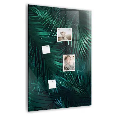 Magnetic Glass Dry Erase Board with Tropical Leaves Design