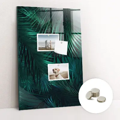 Magnetic Glass Dry Erase Board with Tropical Leaves Design
