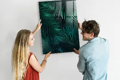 Magnetic Glass Dry Erase Board with Tropical Leaves Design