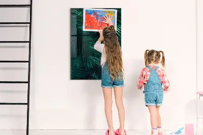 Magnetic Glass Dry Erase Board with Tropical Leaves Design