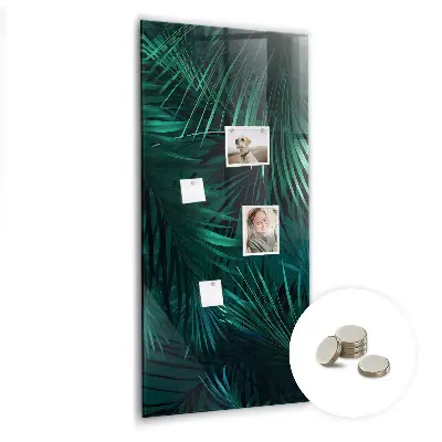 Magnetic Glass Dry Erase Board with Tropical Leaves Design
