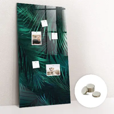 Magnetic Glass Dry Erase Board with Tropical Leaves Design