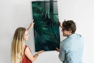 Magnetic Glass Dry Erase Board with Tropical Leaves Design