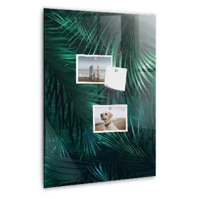 Magnetic Glass Dry Erase Board with Tropical Leaves Design