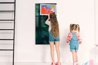 Magnetic Glass Dry Erase Board with Tropical Leaves Design