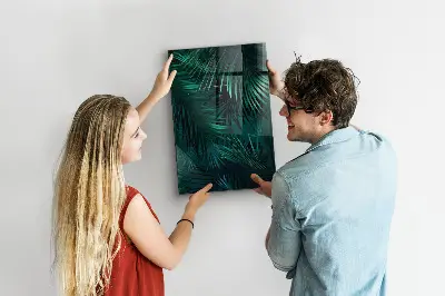 Magnetic Glass Dry Erase Board with Tropical Leaves Design