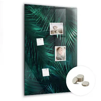 Magnetic Glass Dry Erase Board with Tropical Leaves Design