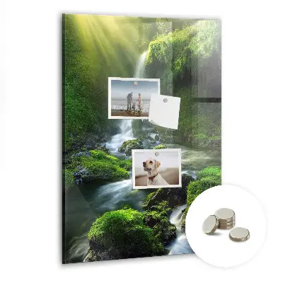 Waterfall with rocks magnetic glass dry erase board