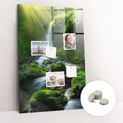 Waterfall with rocks magnetic glass dry erase board