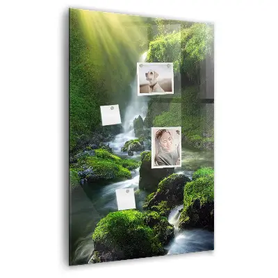 Magnetic glass dry erase board Waterfall with rocks