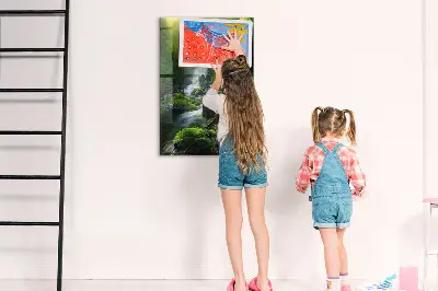 Waterfall with rocks magnetic glass dry erase board