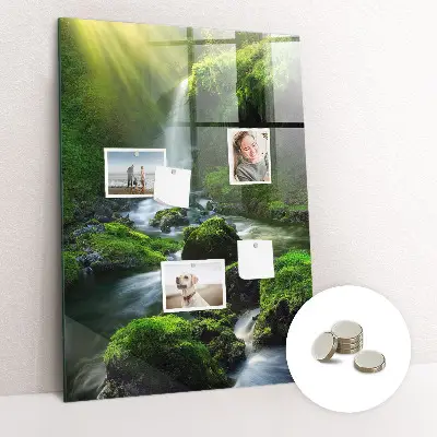 Waterfall with rocks magnetic glass dry erase board