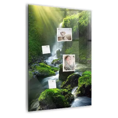Magnetic glass dry erase board Waterfall with rocks