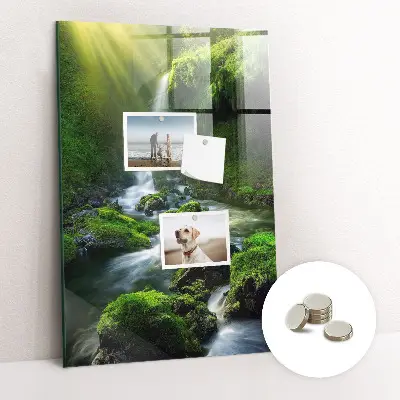 Waterfall with rocks magnetic glass dry erase board
