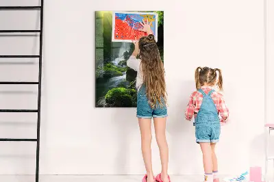 Magnetic glass dry erase board Waterfall with rocks