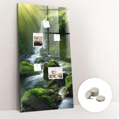 Magnetic glass dry erase board Waterfall with rocks