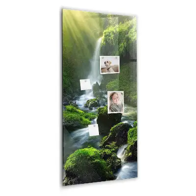 Magnetic glass dry erase board Waterfall with rocks