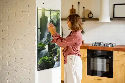 Magnetic glass dry erase board Waterfall with rocks