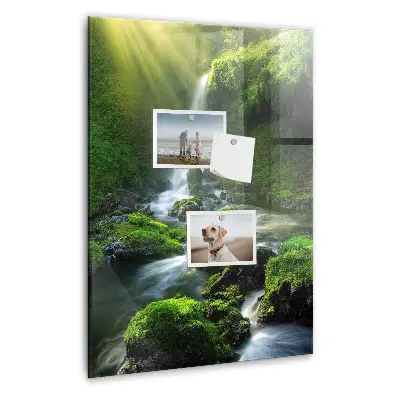 Waterfall with rocks magnetic glass dry erase board