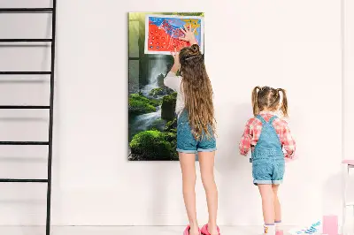 Waterfall with rocks magnetic glass dry erase board