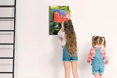 Magnetic glass dry erase board Waterfall with rocks