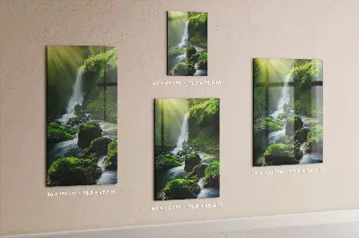 Waterfall with rocks magnetic glass dry erase board