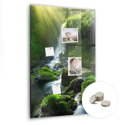 Waterfall with rocks magnetic glass dry erase board