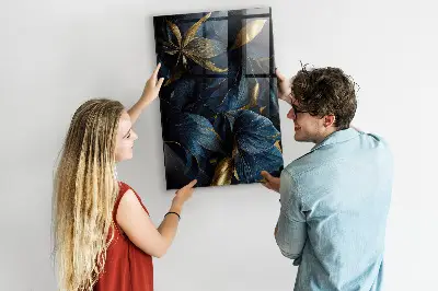 Dark floral magnetic glass dry erase board