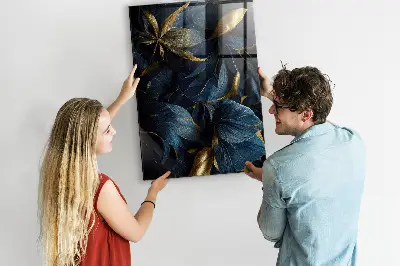 Dark floral magnetic glass dry erase board