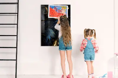 Dark floral magnetic glass dry erase board